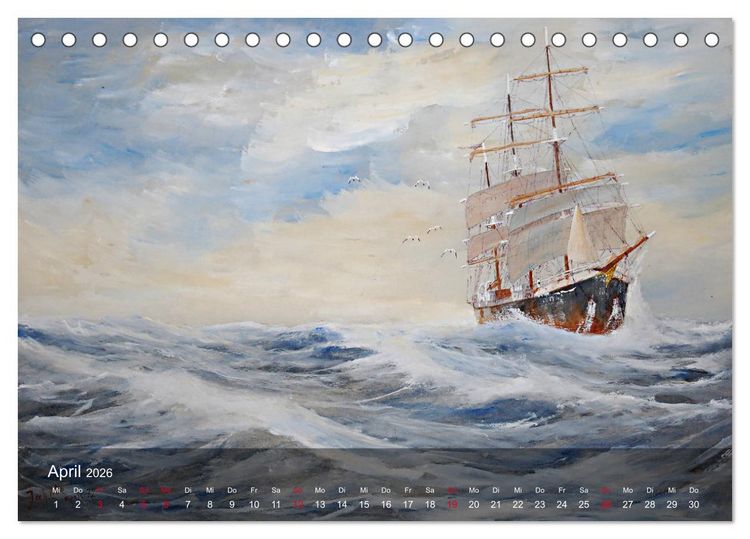 Produktbild: Segel am Horizont - Marinemaler Alfred Jahnke (Tischkalender 2026 DIN A5 quer), CALVENDO Monatskalender
