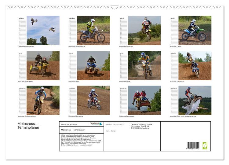 Produktbild: Motocross - Terminplaner (Wandkalender 2026 DIN A2 quer), CALVENDO Monatskalender