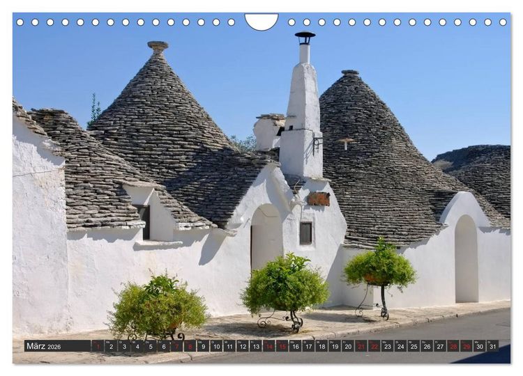 Produktbild: Trulli in Apulien - Einzigartige Rundh&auml;user im S&uuml;den Italiens (Wandkalender 2026 DIN A4 quer), CALVENDO Monatskalender