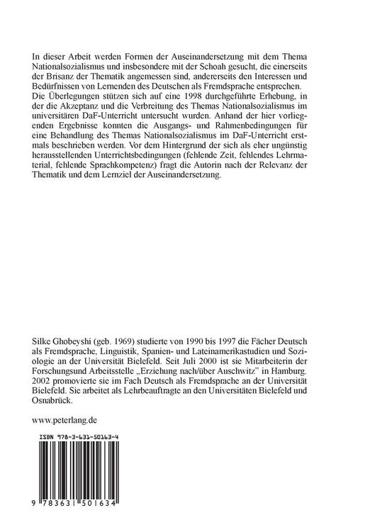 Produktbild: Nationalsozialismus und Schoah als landeskundliche Themen im DaF-Unterricht