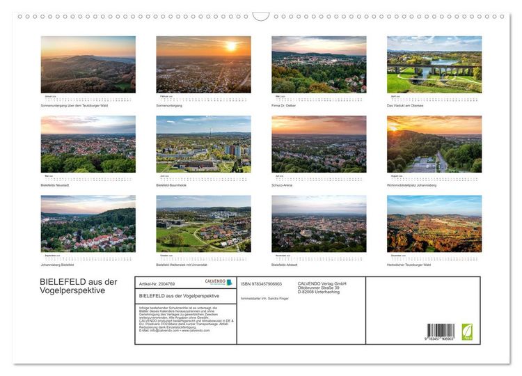 Produktbild: BIELEFELD aus der Vogelperspektive (Wandkalender 2026 DIN A2 quer), CALVENDO Monatskalender