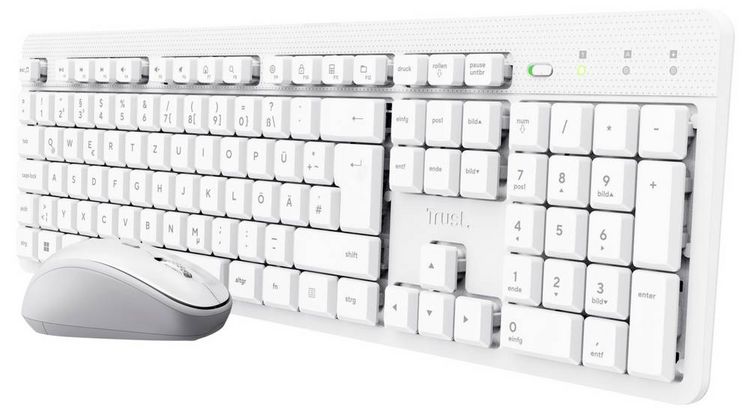 Produktbild: Trust ODY II WL KEYBOARD & MOUSE Kabellos, USB Tastatur, Maus-Set Deutsch, QWERTZ Wei&szlig;
