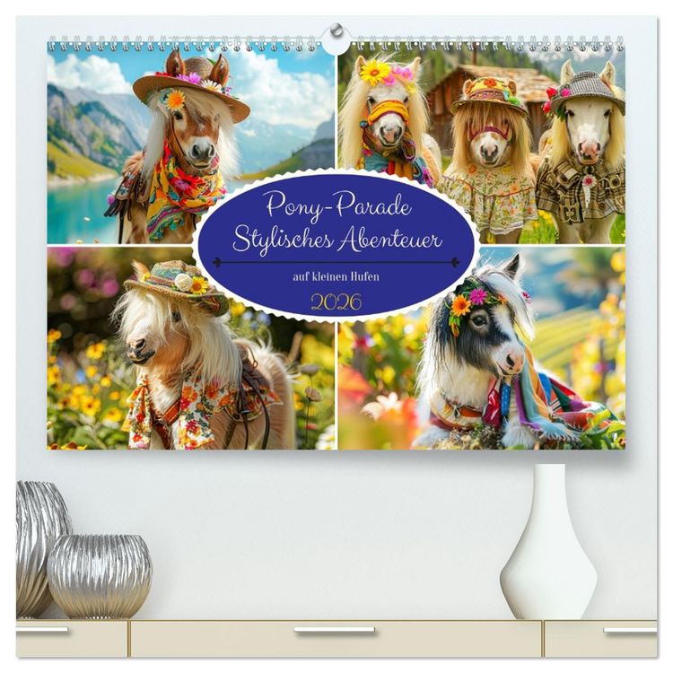 Produktbild: Pony-Parade. Stylisches Abenteuer auf kleinen Hufen (hochwertiger Premium Wandkalender 2026 DIN A2 quer), Kunstdruck in Hochglanz