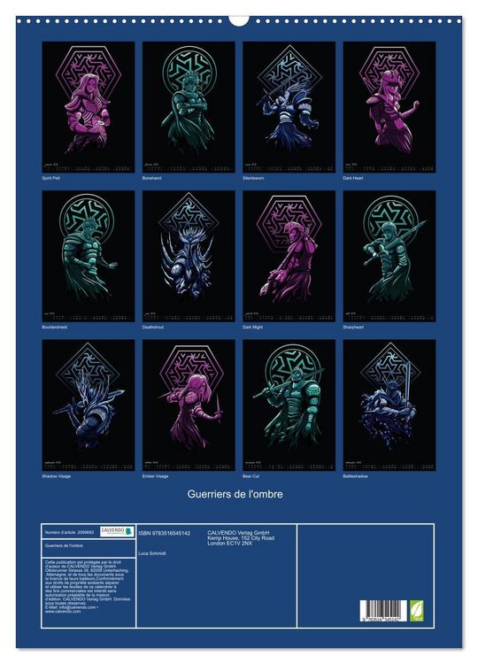 Produktbild: Guerriers de l'ombre (Calendrier mural 2026 DIN A2 horizontal), CALVENDO calendrier mensuel