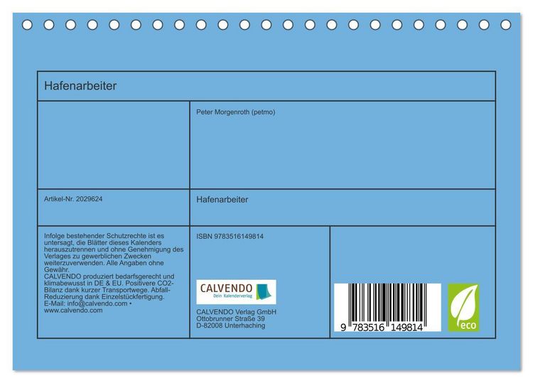 Produktbild: Hafenarbeiter (Tischkalender 2026 DIN A5 quer), CALVENDO Monatskalender