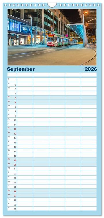 Produktbild: Familienplaner 2026 - Chemnitz zur blauen Stunde mit 5 Spalten (Wandkalender, 21 x 45 cm) CALVENDO