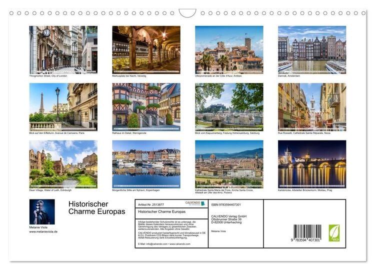 Produktbild: Historischer Charme Europas (Wandkalender 2027 DIN A3 quer), CALVENDO Monatskalender