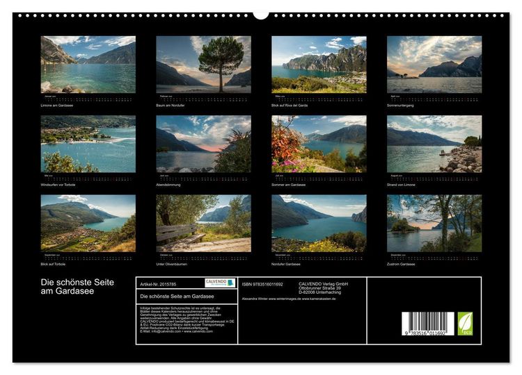 Produktbild: Die sch&ouml;nste Seite am Gardasee (hochwertiger Premium Wandkalender 2026 DIN A2 quer), Kunstdruck in Hochglanz