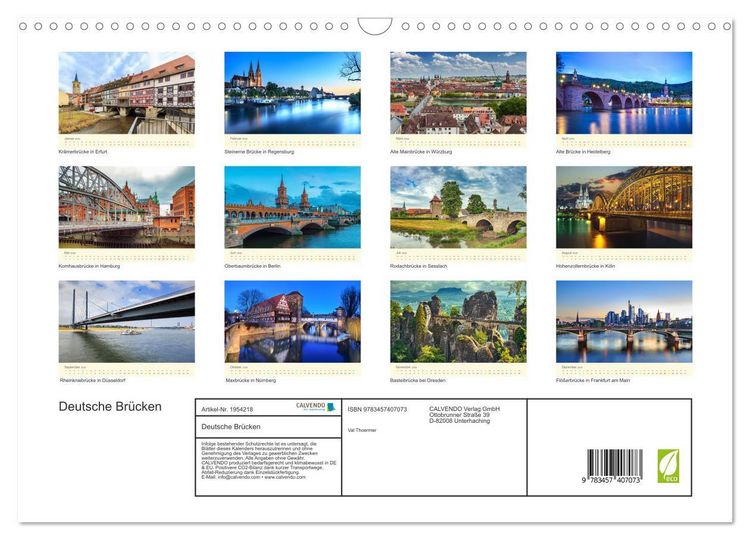 Produktbild: Deutsche Br&uuml;cken (Wandkalender 2026 DIN A3 quer), CALVENDO Monatskalender