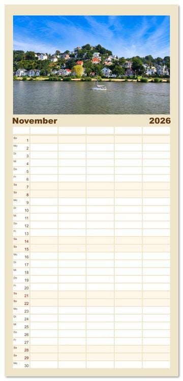 Produktbild: Familienplaner 2026 - Die malerische Elbe mit 5 Spalten (Wandkalender, 21 x 45 cm) CALVENDO
