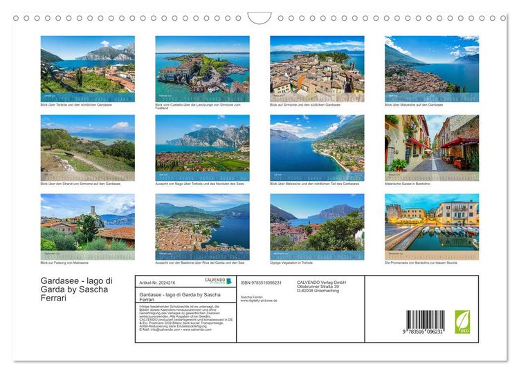 Produktbild: Gardasee - lago di Garda by Sascha Ferrari (Wandkalender 2026 DIN A3 quer), CALVENDO Monatskalender