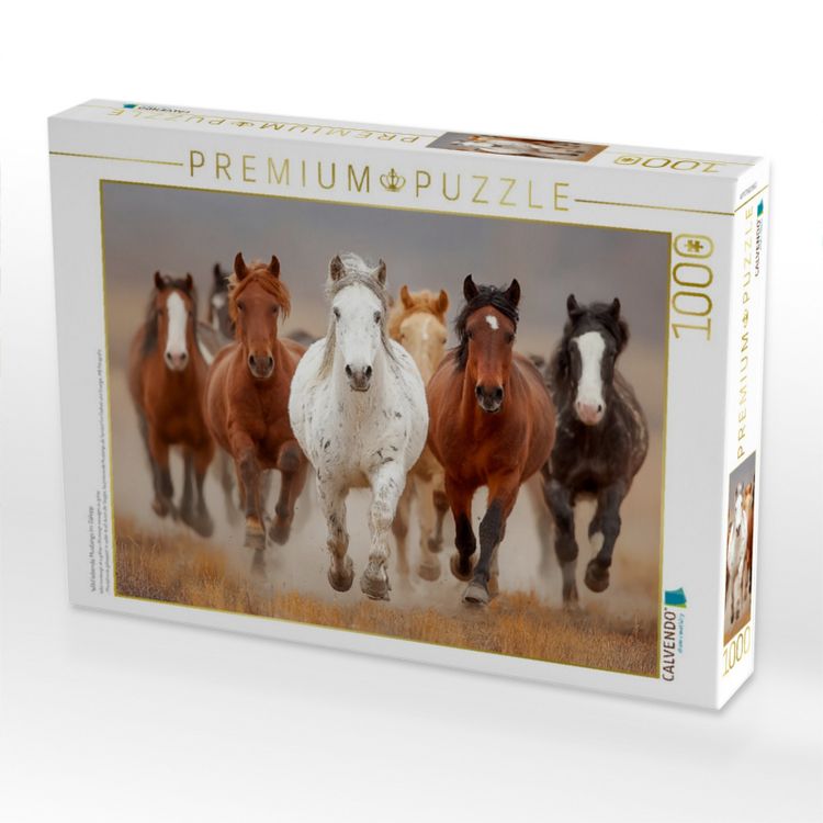 Produktbild: CALVENDO Puzzle Wild lebende Mustangs im Galopp | 1000 Teile Lege-Gr&ouml;&szlig;e 64x48cm Foto-Puzzle f&uuml;r gl&uuml;ckliche Stunden