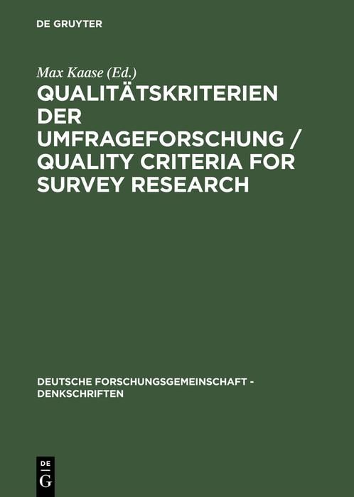 Produktbild: Qualit&auml;tskriterien der Umfrageforschung / Quality Criteria for Survey Research