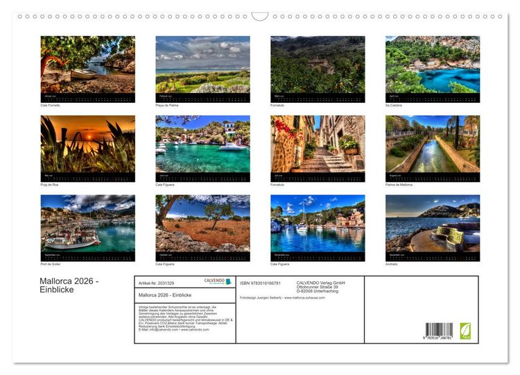 Produktbild: Mallorca 2026 - Einblicke (Wandkalender 2026 DIN A2 quer), CALVENDO Monatskalender