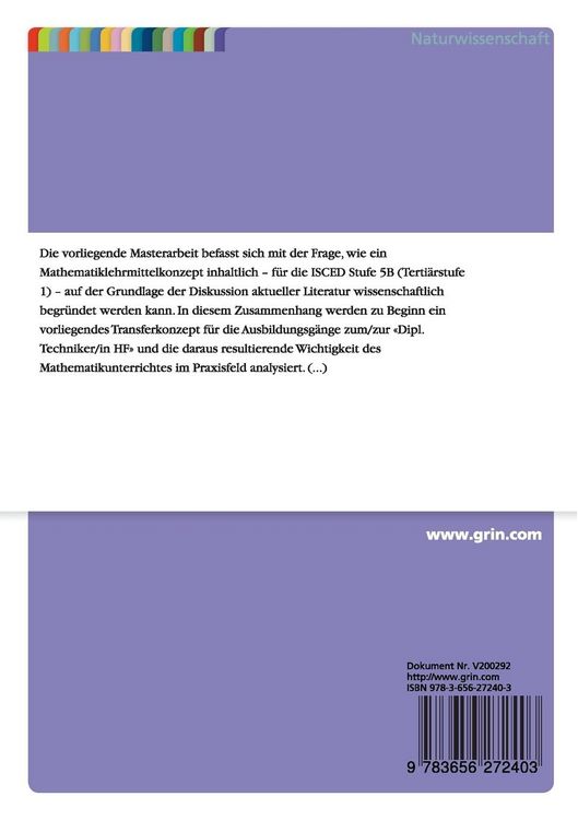 Produktbild: Entwicklung eines Lehrmittelkonzeptes f&uuml;r den Mathematikunterricht