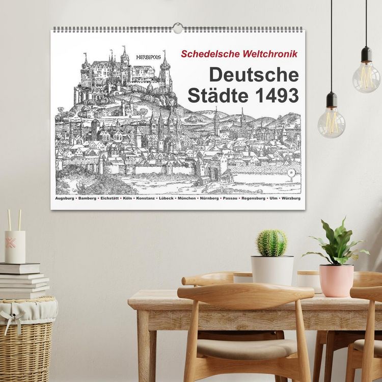 Produktbild: Schedelsche Weltchronik Deutsche St&auml;dte 1493 (Wandkalender 2026 DIN A2 quer), CALVENDO Monatskalender
