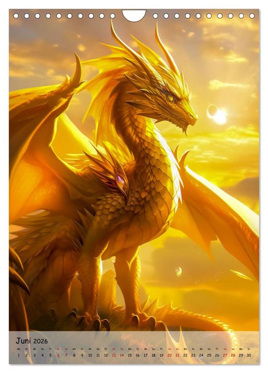 Produktbild: Gefl&uuml;gelte H&uuml;ter - Erleben Sie die Magie der Drachen (Wandkalender 2026 DIN A4 hoch), CALVENDO Monatskalender