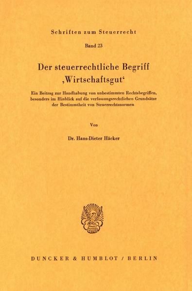 Produktbild: Der steuerrechtliche Begriff "Wirtschaftsgut".