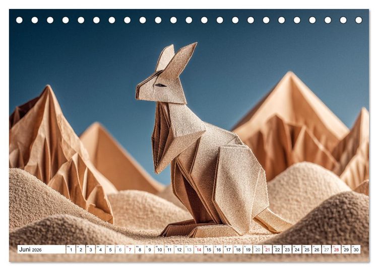 Produktbild: Origami Zoo - Bunter Tierkalender f&uuml;r Kinder und Familien (Tischkalender 2026 DIN A5 quer), CALVENDO Monatskalender
