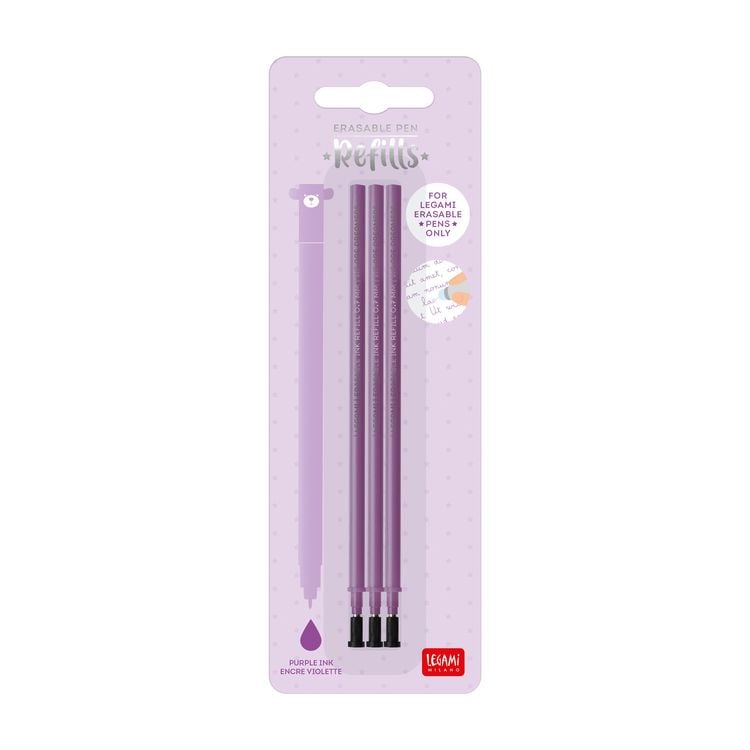 Produktbild: Legami 3x Ersatzmine f&uuml;r l&ouml;schbaren Gelstift - Lila