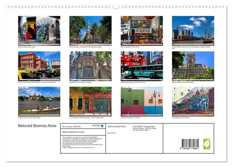 Produktbild: Beloved Buenos Aires (High Quality Premium Wall Calendar 2027 DIN A2 landscape),CALVENDO 12 Month Wall Calendar