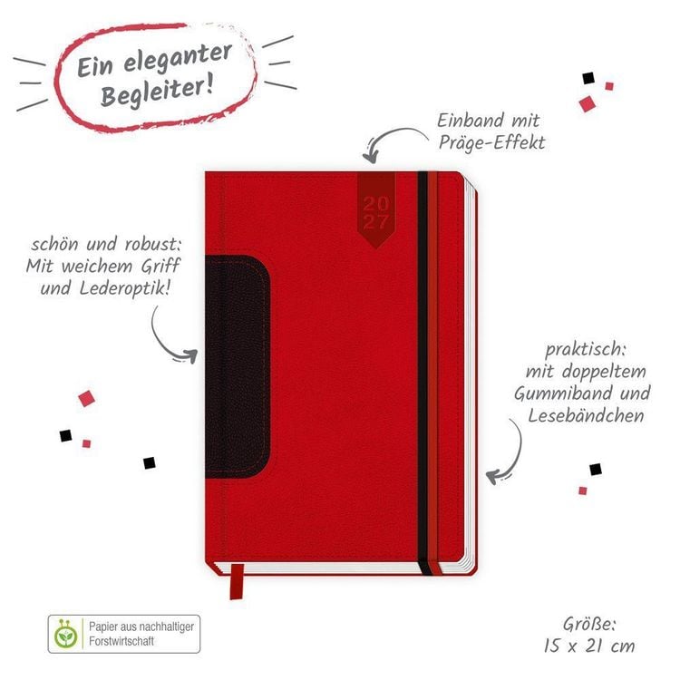 Produktbild: TR&Ouml;TSCH - Buchkalender A5 Rot 2027