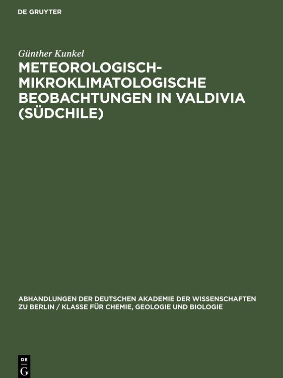 Produktbild: Meteorologisch-Mikroklimatologische Beobachtungen in Valdivia (S&uuml;dchile)