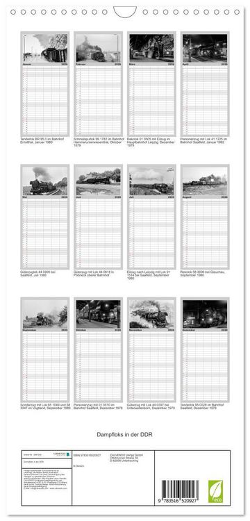 Produktbild: Familienplaner 2026 - Dampfloks in der DDR mit 5 Spalten (Wandkalender, 21 x 45 cm) CALVENDO