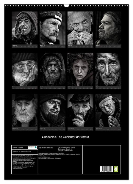Produktbild: Obdachlos. Die Gesichter der Armut (Wandkalender 2026 DIN A2 hoch), CALVENDO Monatskalender