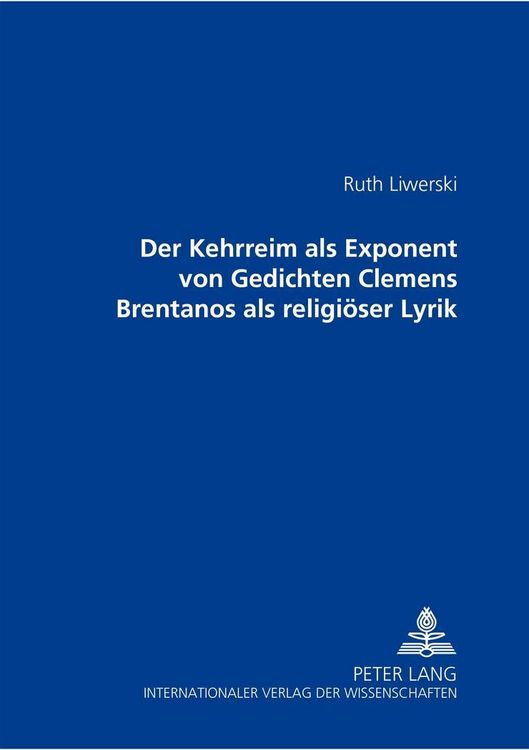 Produktbild: Liwerski, R: Kehrreim als Exponent von Gedichten Clemens Bre
