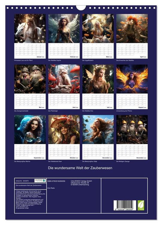 Produktbild: Die wundersame Welt der Zauberwesen (Wandkalender 2026 DIN A3 hoch), CALVENDO Monatskalender