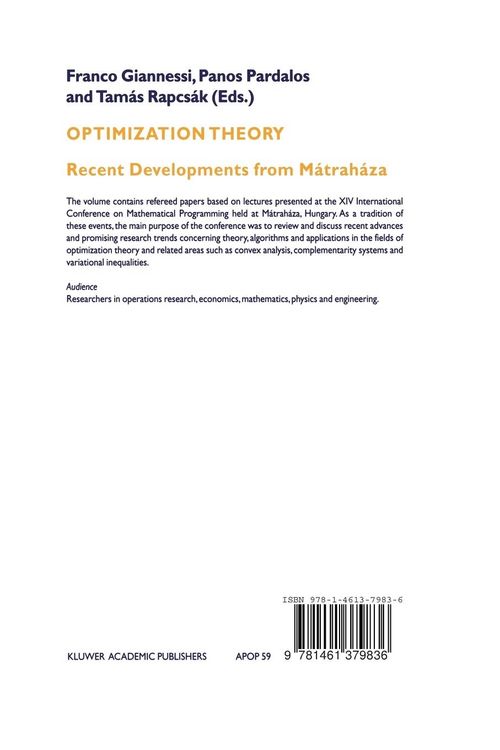 Produktbild: Optimization Theory