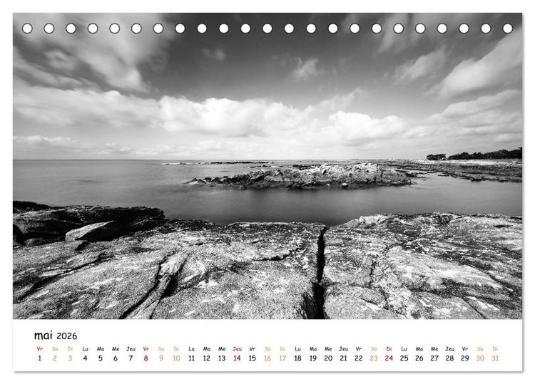 Produktbild: Terres de contraste &ndash; Une ann&eacute;e en monochrome (Calendrier de bureau 2026 DIN A5 vertical), CALVENDO calendrier mensuel