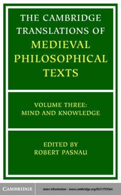 Produktbild: Cambridge Translations of Medieval Philosophical Texts: Volume 3, Mind and Knowledge