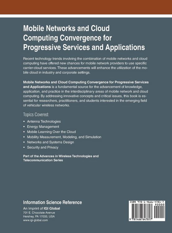 Produktbild: Mobile Networks and Cloud Computing Convergence for Progressive Services and Applications