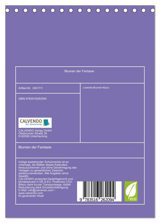 Produktbild: Blumen der Fantasie (Tischkalender 2026 DIN A5 hoch), CALVENDO Monatskalender