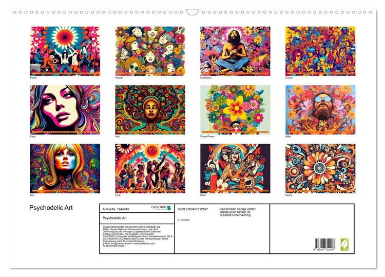 Produktbild: Psychodelic Art (Wandkalender 2026 DIN A2 quer), CALVENDO Monatskalender