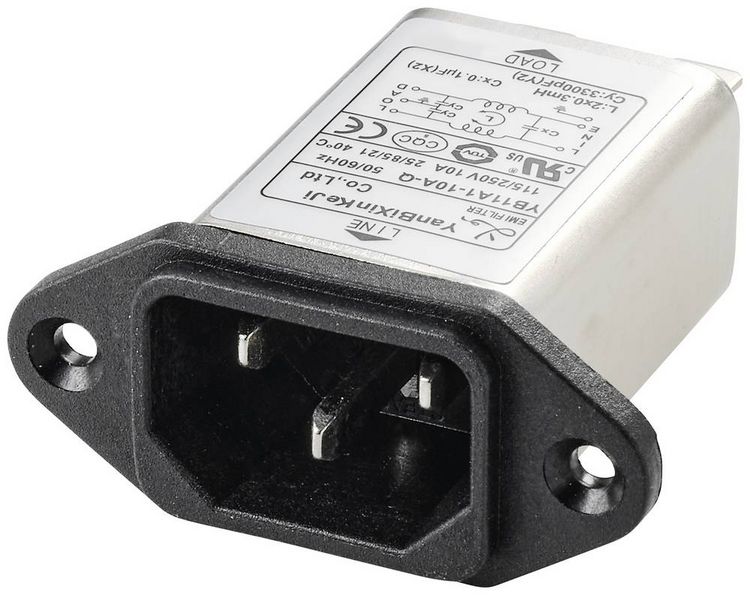 Produktbild: TRU COMPONENTS TC-10101440 Netzfilter mit Kaltger&auml;tebuchse 250 V/AC 10 A 0.3 mH (L x B x H) 58 x 50 x 22.8 mm 1 St.