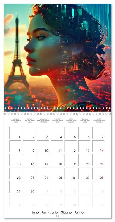 Produktbild: City faces AI beauties in world metropolises (Wall Calendar 2026 12 &times; 12 Inch) CALVENDO 12 Month Wall Calendar