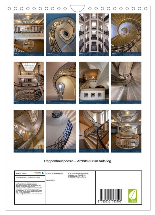 Produktbild: Treppenhauspoesie &ndash; Architektur im Aufstieg (Wandkalender 2027 DIN A4 hoch), CALVENDO Monatskalender