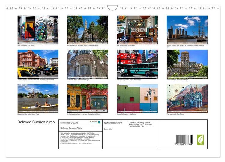 Produktbild: Beloved Buenos Aires (Wall Calendar 2027 DIN A3 landscape), CALVENDO 12 Month Wall Calendar
