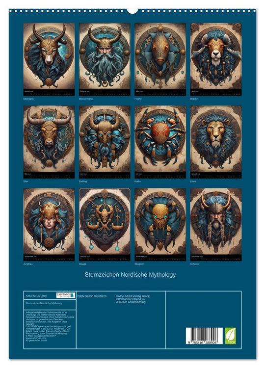 Produktbild: Sternzeichen Nordische Mythology (hochwertiger Premium Wandkalender 2026 DIN A2 hoch), Kunstdruck in Hochglanz