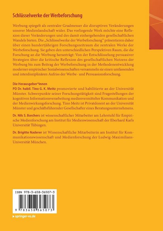 Produktbild: Schl&uuml;sselwerke der Werbeforschung