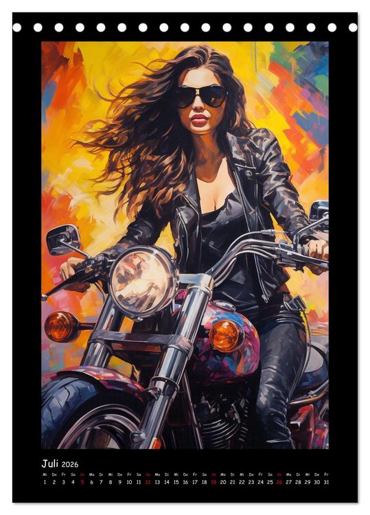 Produktbild: Heavy Metal-Queens. Wilde Rock- und Metal-Girl Paintings (Tischkalender 2026 DIN A5 hoch), CALVENDO Monatskalender