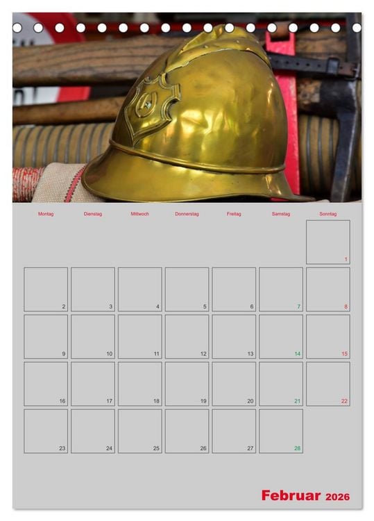 Produktbild: Alte Feuerwehrhelme - Terminplaner (Tischkalender 2026 DIN A5 hoch), CALVENDO Monatskalender