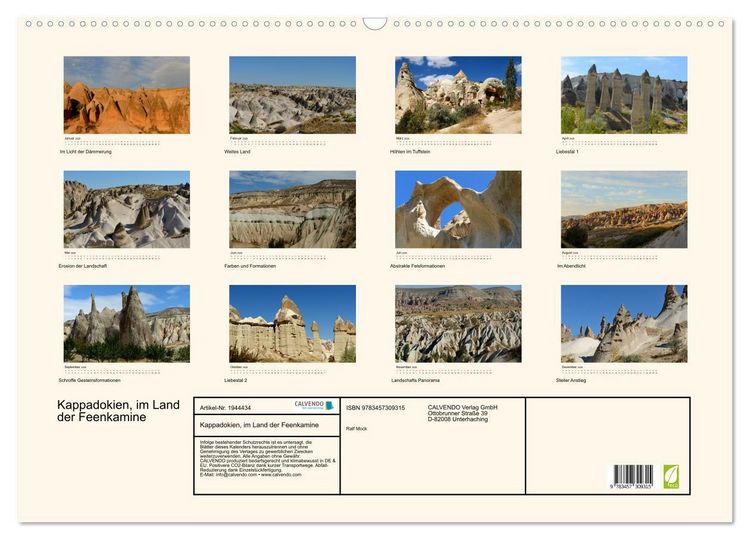 Produktbild: Kappadokien, im Land der Feenkamine (Wandkalender 2026 DIN A2 quer), CALVENDO Monatskalender