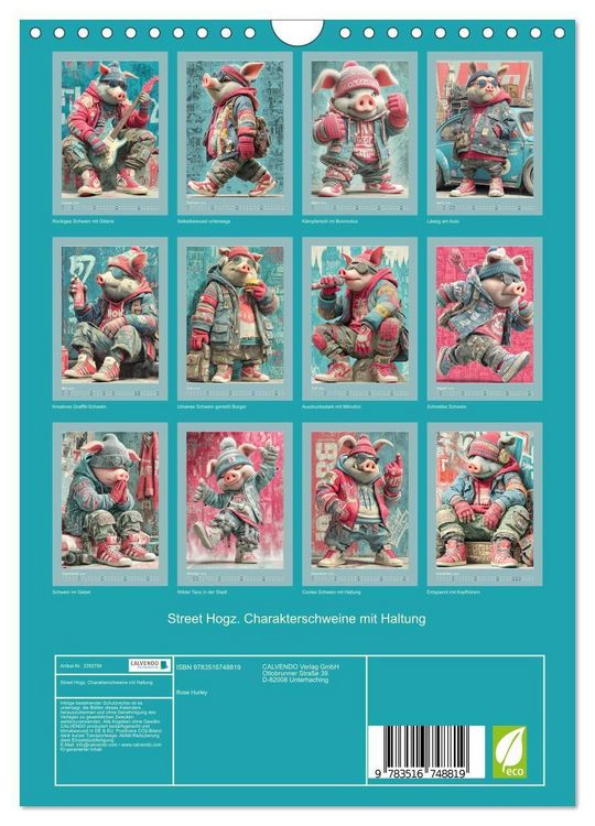 Produktbild: Street Hogz. Charakterschweine mit Haltung (Wandkalender 2026 DIN A4 hoch), CALVENDO Monatskalender