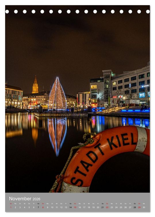 Produktbild: Kiel im Dunkeln. (Tischkalender 2026 DIN A5 hoch), CALVENDO Monatskalender