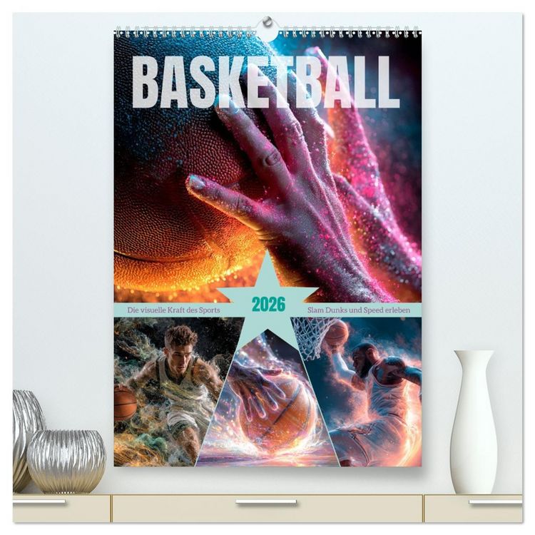 Produktbild: Basketball - Die visuelle Kraft des Sports (hochwertiger Premium Wandkalender 2026 DIN A2 hoch), Kunstdruck in Hochglanz