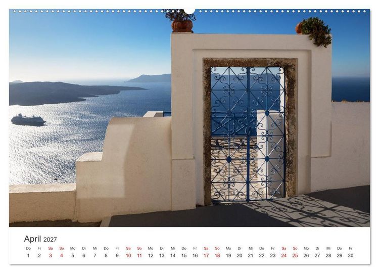 Produktbild: Santorini Fira & Firostefani (Wandkalender 2027 DIN A2 quer), CALVENDO Monatskalender